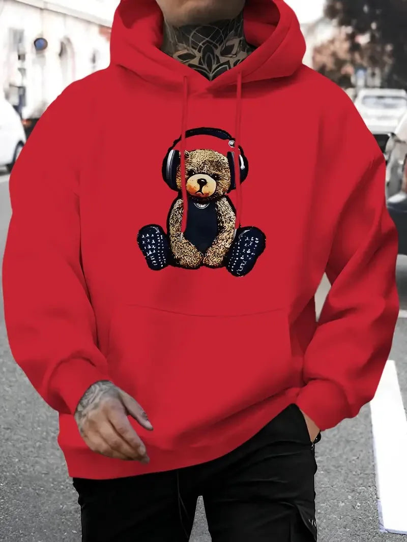 Men's Hooded Sweatshirt 3D Bear Pattern