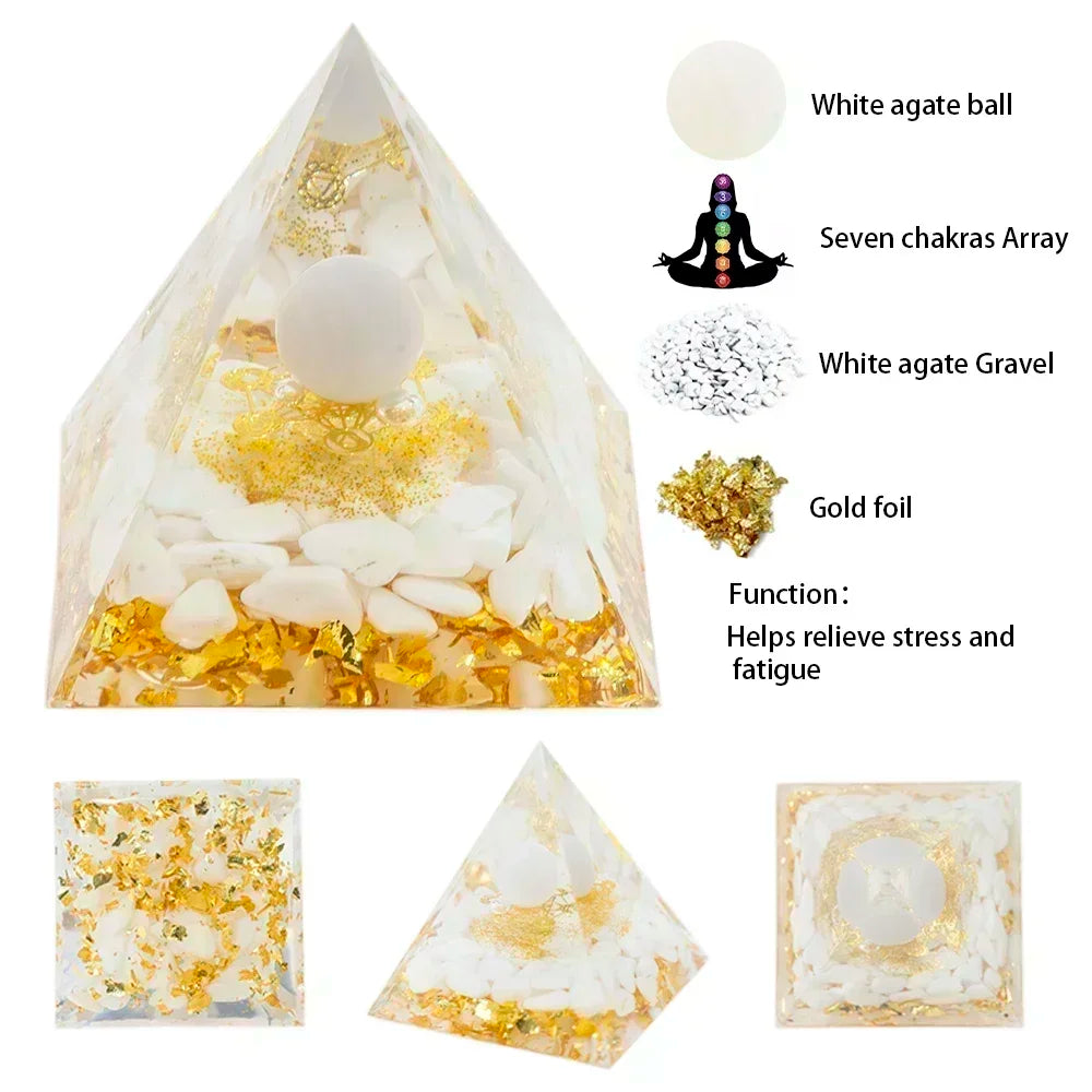 5Cm Natural Crystal Energy Generator Pyramid Peridot Amethyst Reiki Healing Chakra Resin Pyramid Egyptian Decor Room Decoration