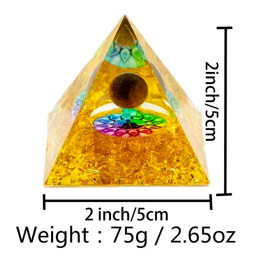 5Cm Natural Crystal Energy Generator Pyramid Peridot Amethyst Reiki Healing Chakra Resin Pyramid Egyptian Decor Room Decoration