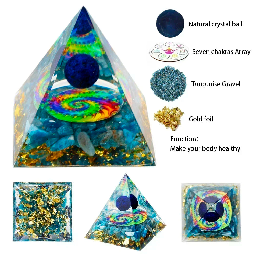 5Cm Natural Crystal Energy Generator Pyramid Peridot Amethyst Reiki Healing Chakra Resin Pyramid Egyptian Decor Room Decoration