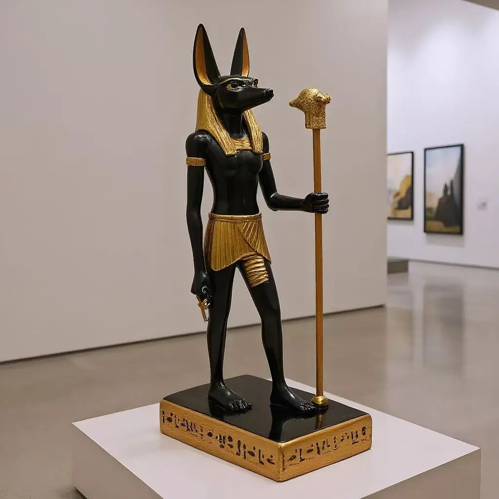 Anubis Mummy Statue Ancient Egyptian God of Afterlife Sculpture Figurine Mysterious Underworld Guardian Decor for Home Office