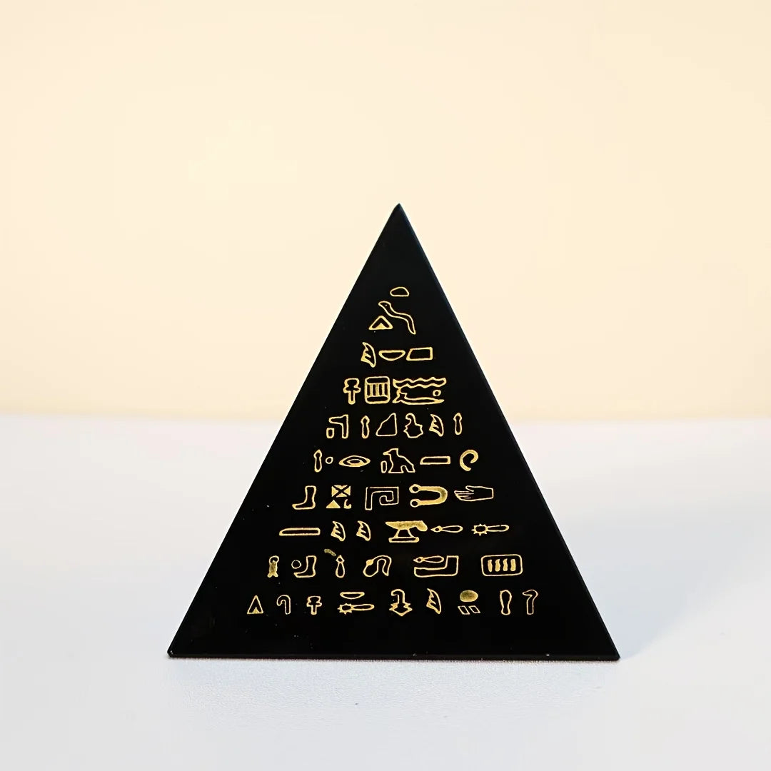 Ancient Egyptian Hieroglyph Crystal Pyramid Ornament Historical Culture Inspired Decor for Collection Gift Glass Home Ornament