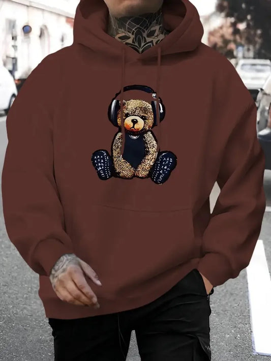Men's Hooded Sweatshirt 3D Bear Pattern