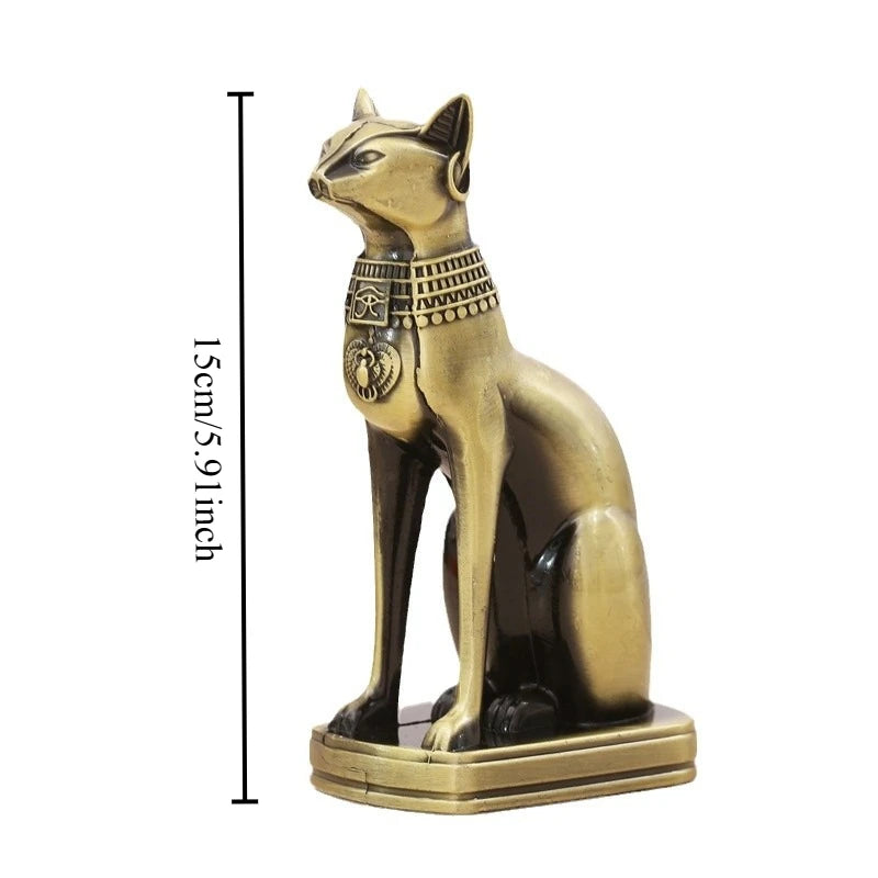 Metal Egyptian Cat Statue Home Decor Handicrafts Ornaments, Retro and Nostalgic Wine Cabinet Decorations
