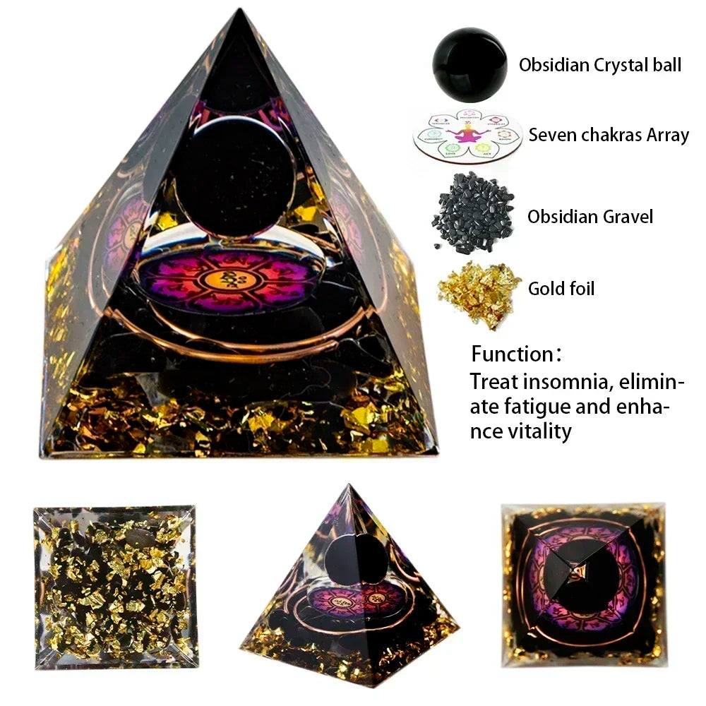 5Cm Natural Crystal Energy Generator Pyramid Peridot Amethyst Reiki Healing Chakra Resin Pyramid Egyptian Decor Room Decoration